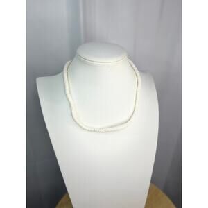 white stone chip necklace costume jewelry puca puka shell possibly faux beach